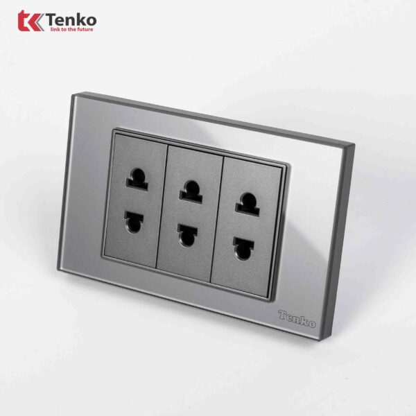 Ổ Cắm Điện Âm tường Mặt Kính Cường Lực Xám TENKO TK-C18-020