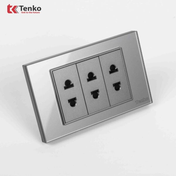 Ổ Cắm Điện Âm tường Mặt Kính Cường Lực Xám TENKO TK-C18-020