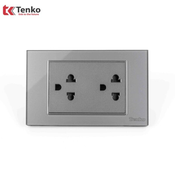 Ổ Cắm Điện Âm tường Mặt Kính Cường Lực Xám TENKO TK-C18-044