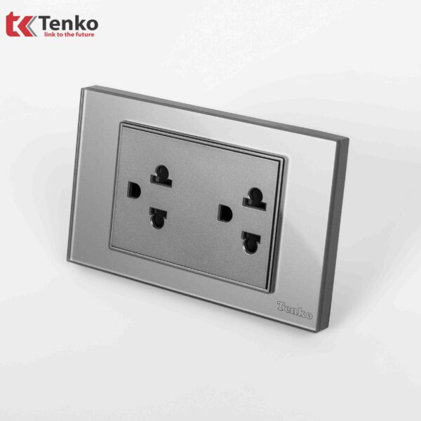 Ổ Cắm Điện Âm tường Mặt Kính Cường Lực Xám TENKO TK-C18-044