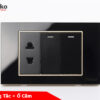 Bộ ổ cắm kèm công tắc mặt kính cường lực đenac