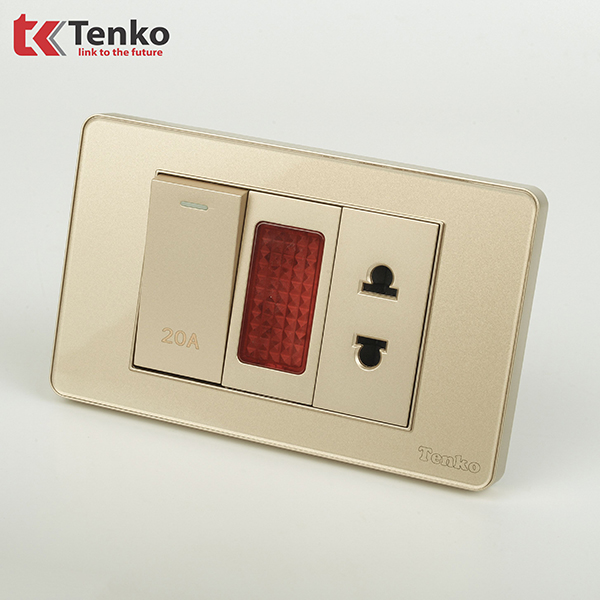 Công Tắc Đèn Báo 20A Âm Tường Cao Cấp TENKO TK-C9-080 Vàng
