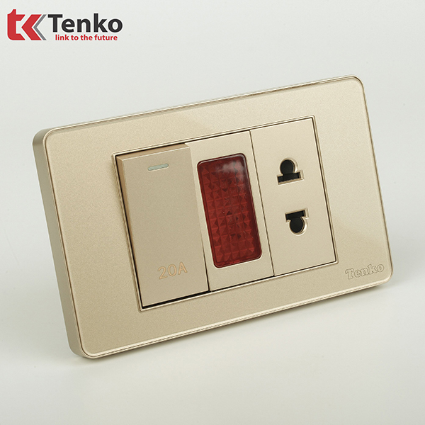 Công Tắc Đèn Báo 20A Âm Tường Cao Cấp TENKO TK-C9-080 Vàng