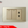 Công Tắc Ổ Cắm Điện Mặt Kính Cường Lực TENKO TK-C18-027 Vàng