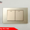 Công Tắc 2 Nút Mặt Chữ Nhật Kính Cường Lực Vàng TENKO TK-C18-02