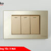 Công Tắc 3 Nút Mặt Chữ Nhật Kính Cường Lực Vàng TENKO TK-C18-03