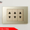 Ổ Cắm Điện Âm Tường Mặt Kính Cường Lực TENKO TK-C18-020 Vàng