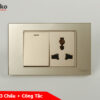 Công Tắc Ổ Cắm Điện Mặt Kính Cường Lực Vàng TENKO TK-C18-039