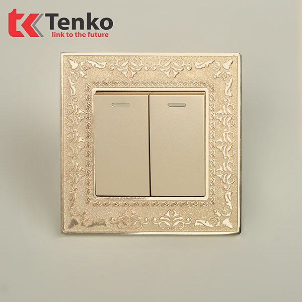 Công Tắc 2 Nút Mặt Vuông Tân Cổ Điển TK-F88-02