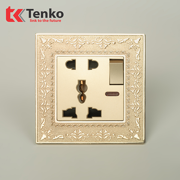 Ổ Cắm Đôi 3Chấu Kèm Công Tắc Mặt Vuông Tân Cổ Điển Tenko TK-F88-28