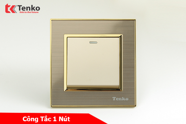 Công Tắc 1 Nút Mặt Nhôm Phay Tenko TK-F66-B9-01 Vàng