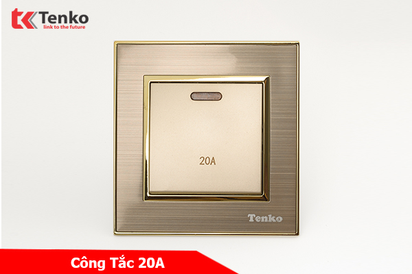 Công tắc công suất cao 20A Mặt Nhôm Phay Tenko TK-F66-B9-87 Vàng