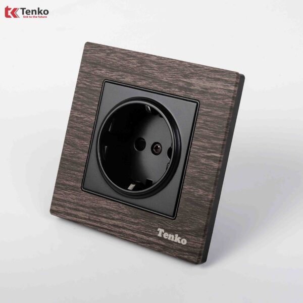 Ổ Cắm Chìm Chuẩn Đức Mặt Vân Gỗ Tenko TK-F71A-20