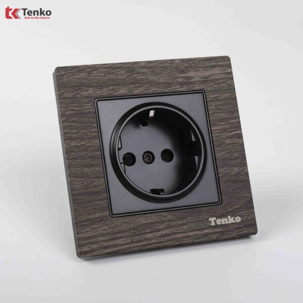 Ổ Cắm Chìm Chuẩn Đức Mặt Vân Gỗ Tenko TK-F71A-20