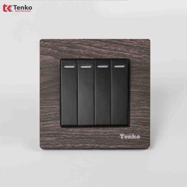 Công Tắc 4 Nút Mặt Vân Gỗ Tenko TK-F71A-04