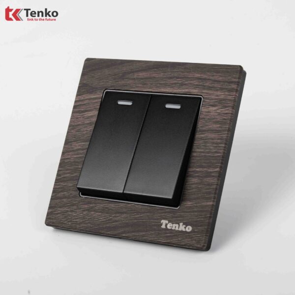Công Tắc 2 Nút Mặt Vân Gỗ Tenko TK-F71A-02