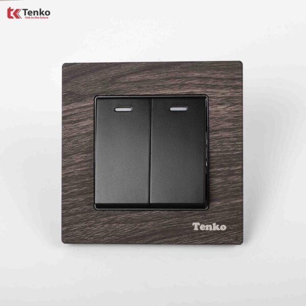 Công Tắc 2 Nút Mặt Vân Gỗ Tenko TK-F71A-02