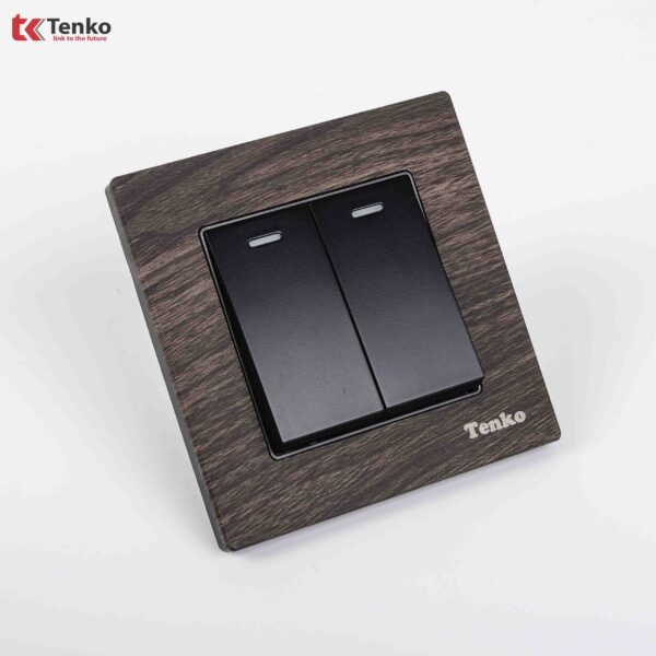 Công Tắc 2 Nút Mặt Vân Gỗ Tenko TK-F71A-02