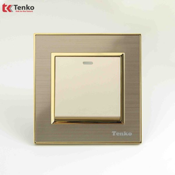 Công Tắc 1 Nút Mặt Nhôm Phay Tenko TK-F66-B9-01 Vàng