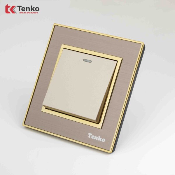 Công Tắc 1 Nút Mặt Nhôm Phay Tenko TK-F66-B9-01 Vàng