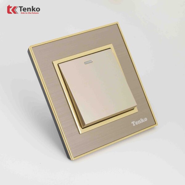 Công Tắc 1 Nút Mặt Nhôm Phay Tenko TK-F66-B9-01 Vàng