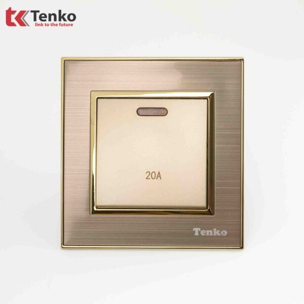 Công tắc công suất cao 20A Mặt Nhôm Phay Tenko TK-F66-B9-87 Vàng