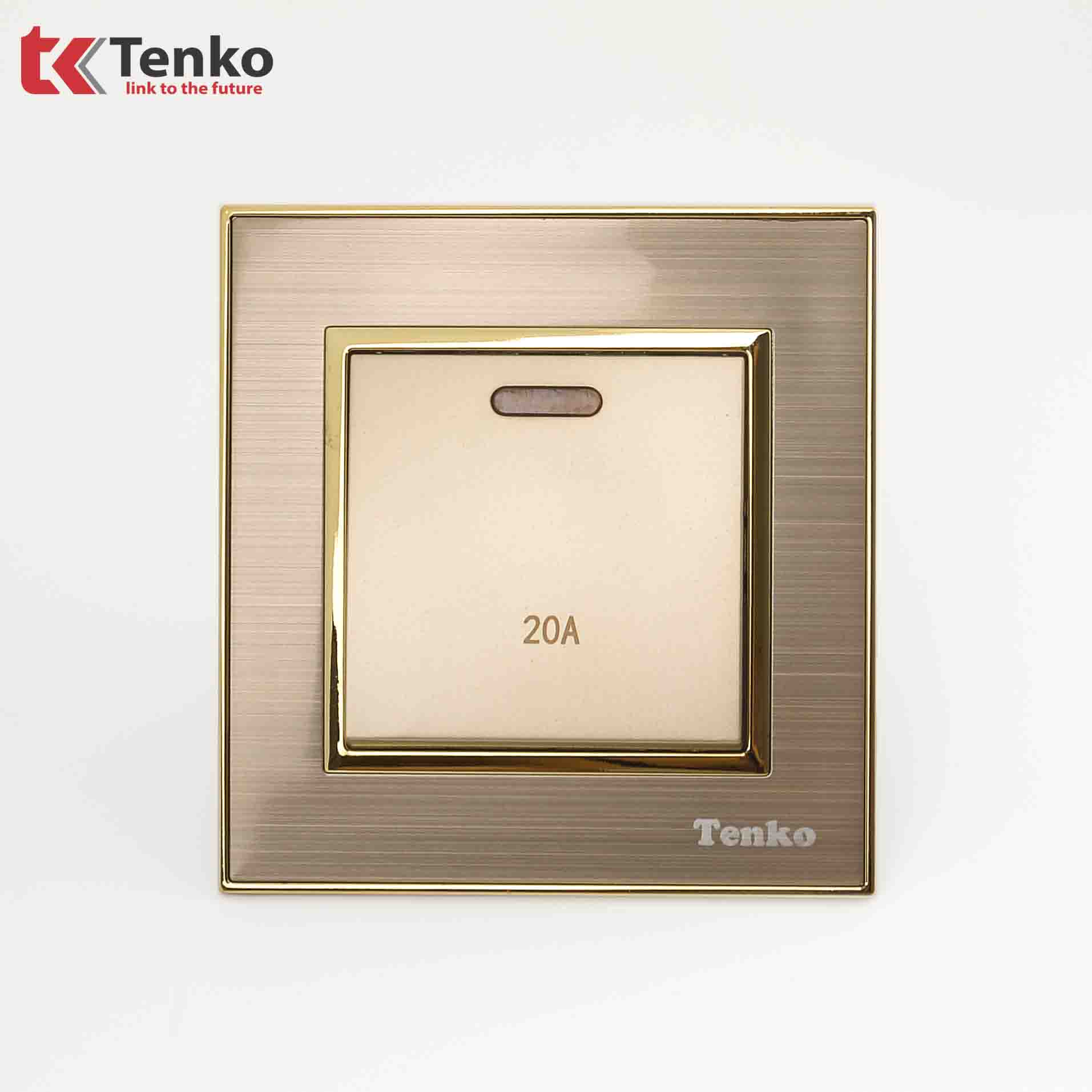 Công tắc công suất cao 20A Mặt Nhôm Phay Tenko TK-F66-B9-87 Vàng