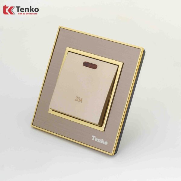 Công tắc công suất cao 20A Mặt Nhôm Phay Tenko TK-F66-B9-87 Vàng