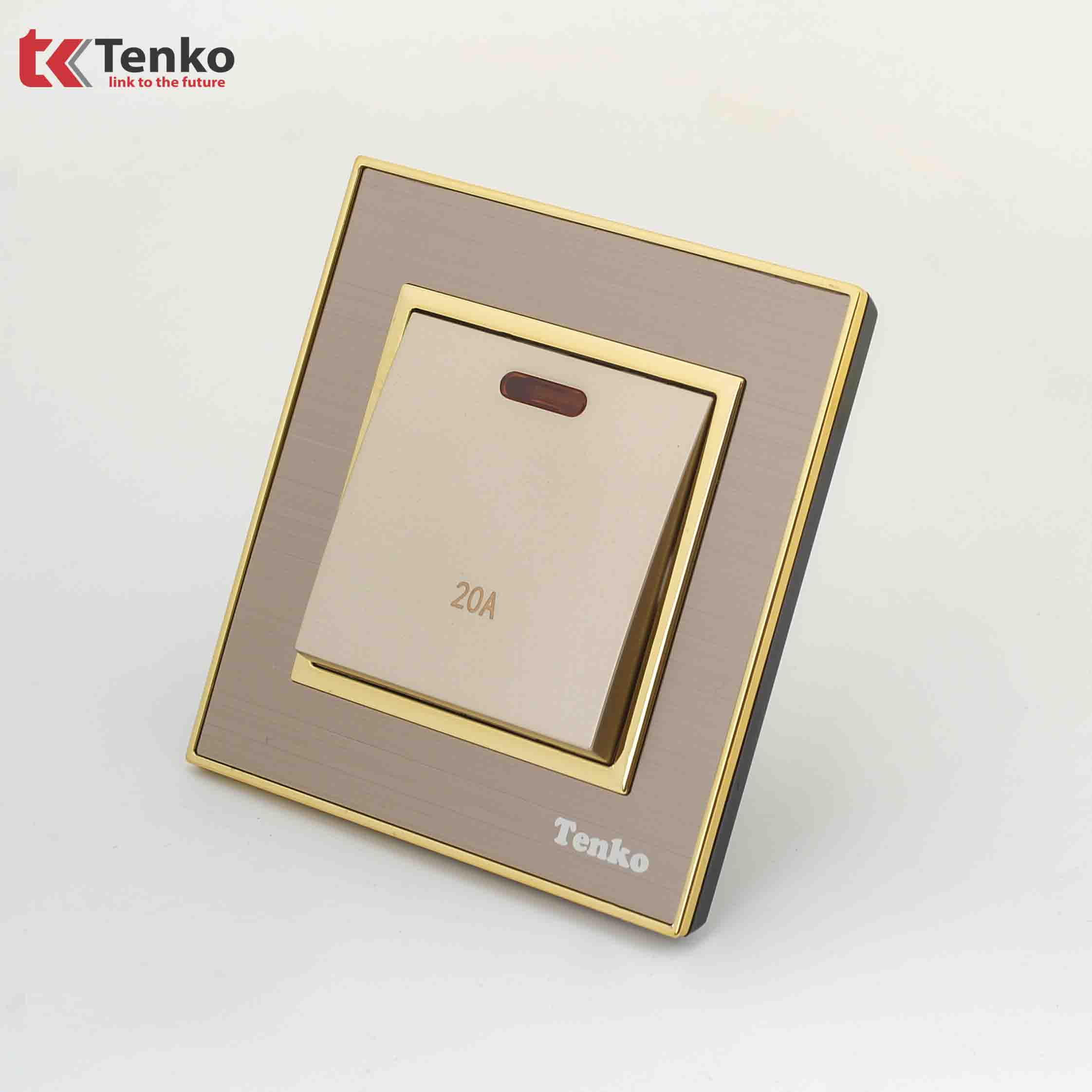 Công tắc công suất cao 20A Mặt Nhôm Phay Tenko TK-F66-B9-87 Vàng