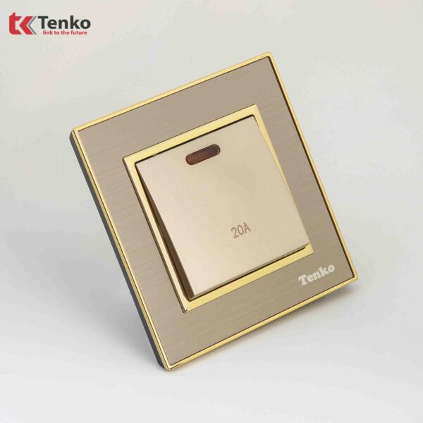 Công tắc công suất cao 20A Mặt Nhôm Phay Tenko TK-F66-B9-87 Vàng