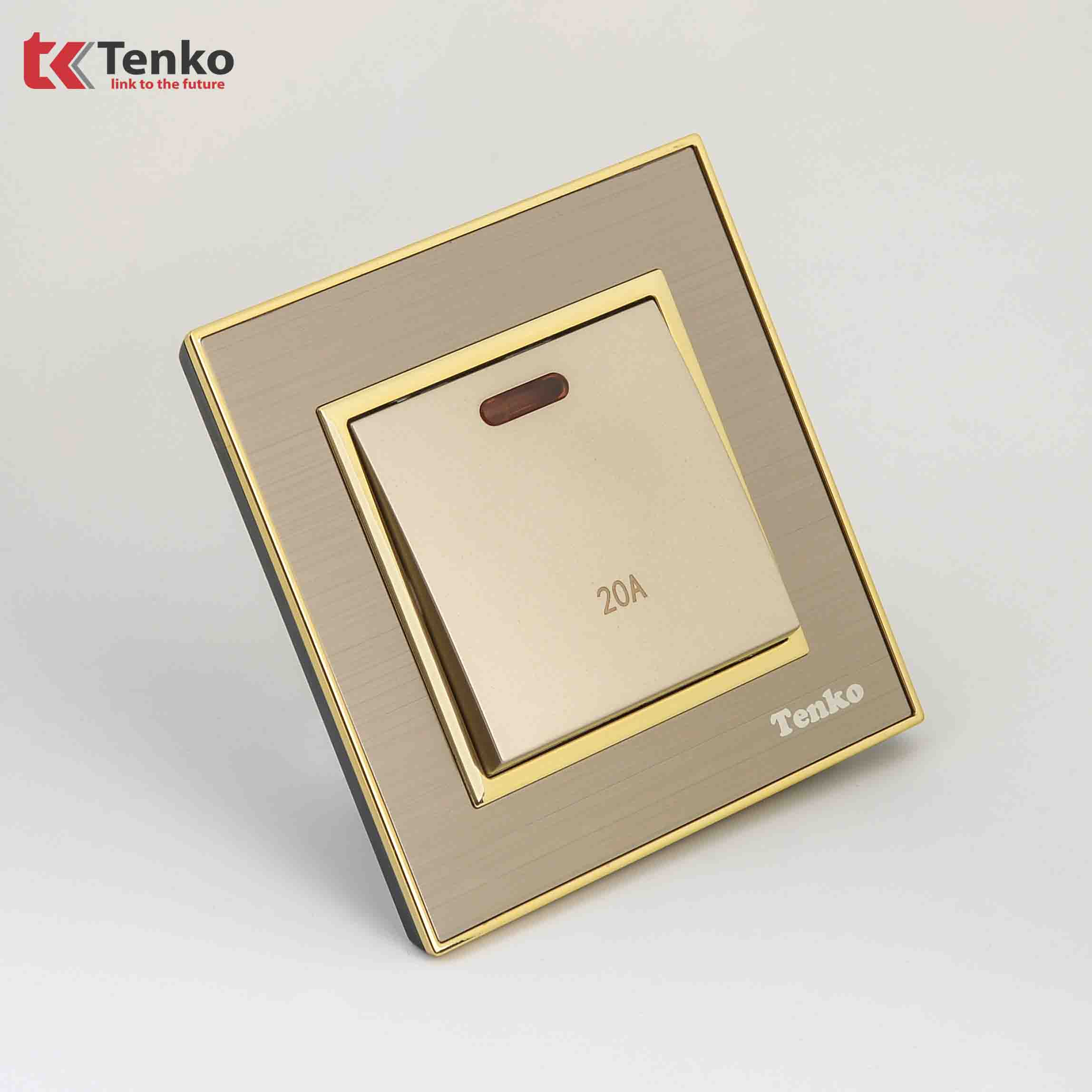 Công tắc công suất cao 20A Mặt Nhôm Phay Tenko TK-F66-B9-87 Vàng