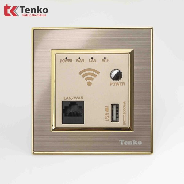 Ổ Wifi Âm Tường Mặt Nhôm Phay Tenko TK-F66-B9-69 Vàng