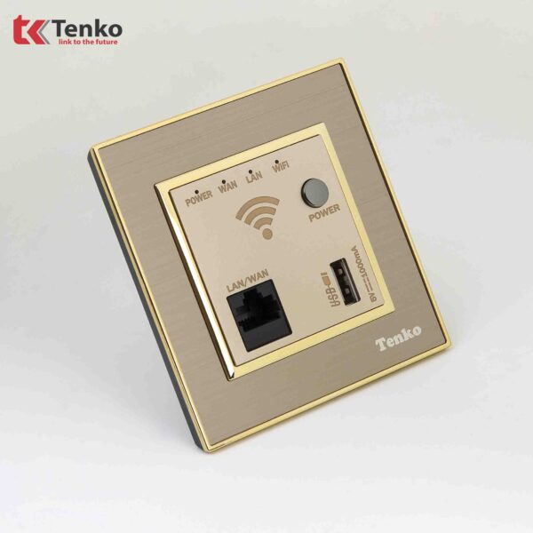 Ổ Wifi Âm Tường Mặt Nhôm Phay Tenko TK-F66-B9-69 Vàng