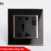 Ổ cắm đôi 3 chấu kèm công tắc Mặt Vuông Nhựa