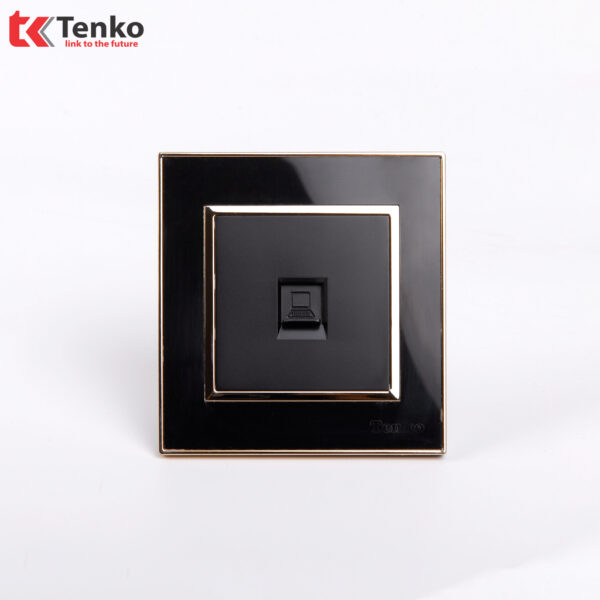 Ổ Cắm Mạng Mặt Vuông Nhựa Đen Viền Vàng Tenko TK-F66-50