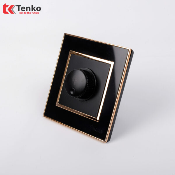 Chiết Áp Đèn 300W Mặt Vuông Nhựa Đen Viền Vàng Tenko TK-F66-61