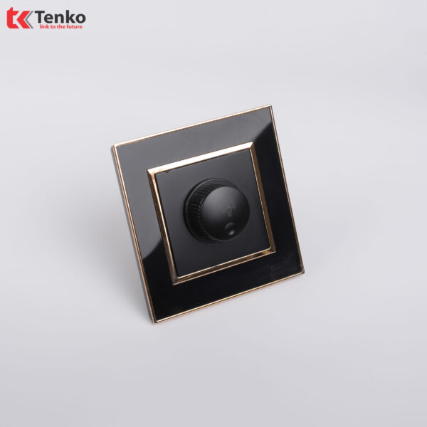 Chiết Áp Đèn 300W Mặt Vuông Nhựa Đen Viền Vàng Tenko TK-F66-61