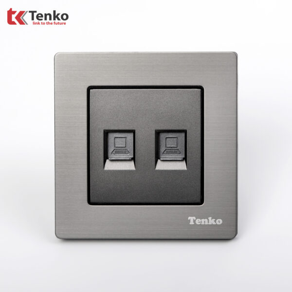 2 ổ cắm mạng Mặt Nhôm Phay Tenko TK-F71B-52 Xám Bóng