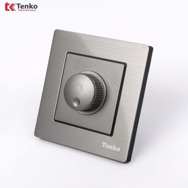 Chiết áp đèn 300W Mặt Nhôm Phay Tenko TK-F71B-61 Xám Bóng