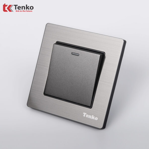 Công tắc 1 nút Mặt Nhôm Phay Tenko TK-F71B-01 Xám Bóng
