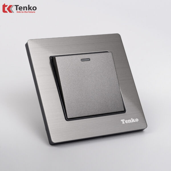 Công tắc 1 nút Mặt Nhôm Phay Tenko TK-F71B-01 Xám Bóng