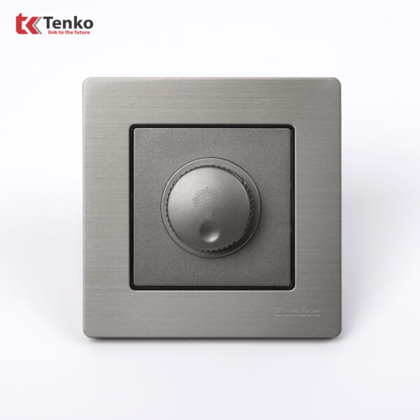 Chiết áp đèn 300W Mặt Nhôm Phay Tenko TK-F71B-61 Xám Bóng