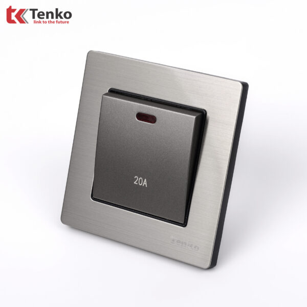 Công tắc công suất cao 20A Mặt Nhôm Phay Tenko TK-F71B-87 Xám Bóng