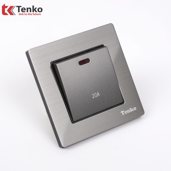 Công tắc công suất cao 20A Mặt Nhôm Phay Tenko TK-F71B-87 Xám Bóng
