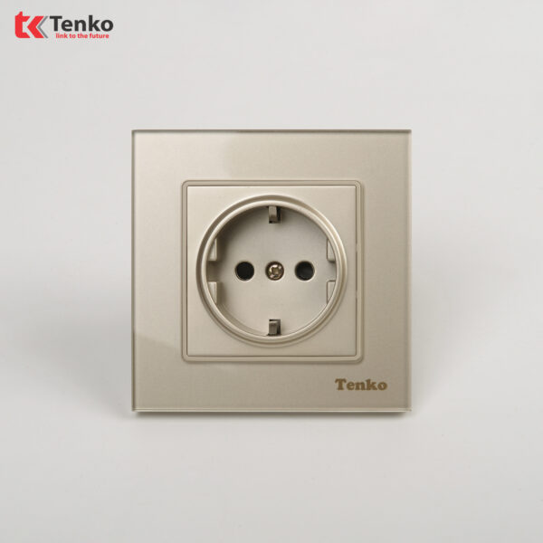 Ổ Cắm Chuẩn Đức Schuko Mặt Kính Cường Lực Tenko TK-F71D-20 Vàng
