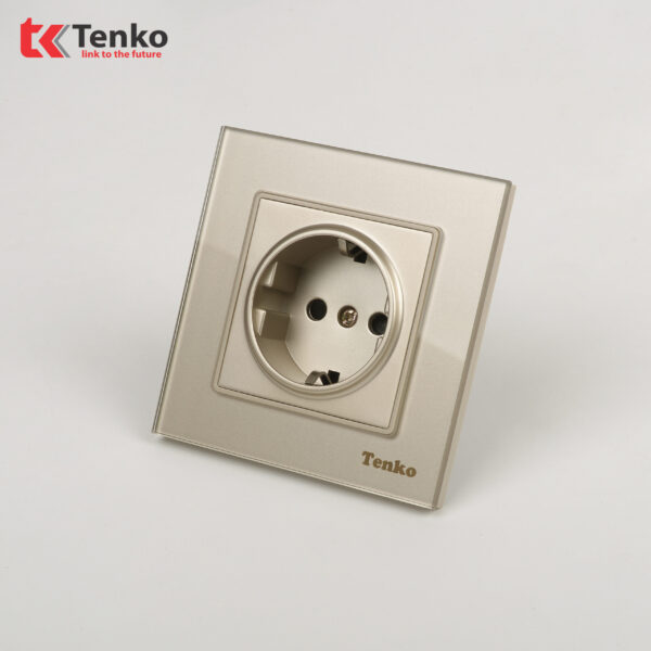 Ổ Cắm Chuẩn Đức Schuko Mặt Kính Cường Lực Tenko TK-F71D-20 Vàng