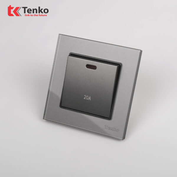 Công Tắc Công Suất Cao 20A Mặt Kính Cường Lực Tenko TK-F71D-87 Xám