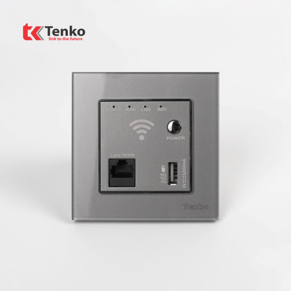 Ổ Wifi Âm Tường Mặt Kính Cường Lực Tenko TK-F71D-69 Xám
