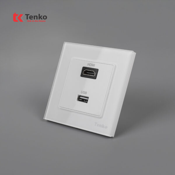 Ổ Cắm HDMI + USB Mặt Kính Cường Lực Tenko TK-F71D-76 Trắng