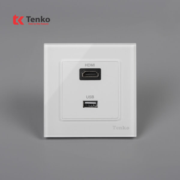Ổ Cắm HDMI + USB Mặt Kính Cường Lực Tenko TK-F71D-76 Trắng